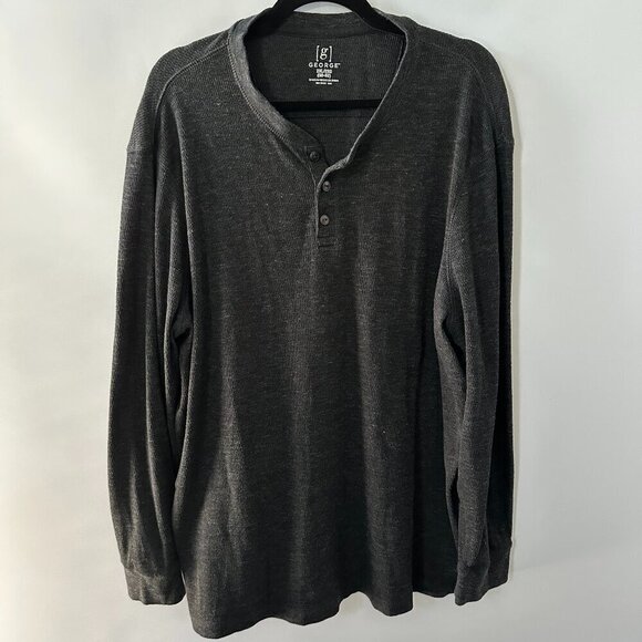 George Other - George Black XXL Long Sleeve Henley Tee Shirt